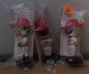 lot 66 image: 2002 TROY GLAUS MINI BOBBLEHEAD - SET OF 3 IN ORIGINAL PACKAGE