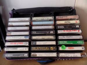 lot 114 image: ASSORTED LOT OF CLASSIC ROCK CASETTE TAPES IN CARRYING CASE