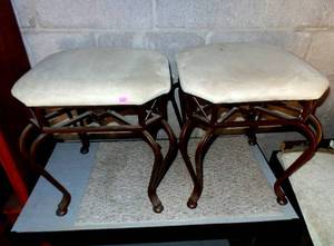 lot 225 image: TWO METAL BASED CUSHION TOPPED STOOLS (COMFORTABLE)