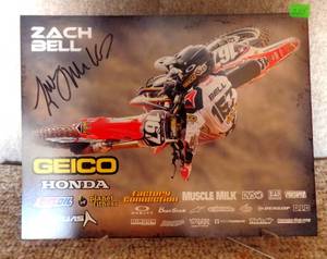 lot 299 image: ZACH BELL AUTHENTIC AUTOGRAPHED MOTORCROSS PRINT - APPROX 8 X 12