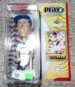 lot 304 image: 2002 PLAYMAKERS BOBBLEHEAD - NOLAN RYAN TEXAS RANGERS WITH COLLECTORS CARDS (FACTORY SEALED)