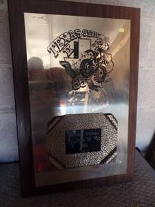 lot 312 image: VERY LARGE WOODEN AND BRASS MOTORCROSS RACING AWARD