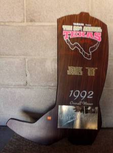 lot 313 image: COOL COWBOY BOAT SHAPED MOTORCROSS AWARD - VERY LARGE