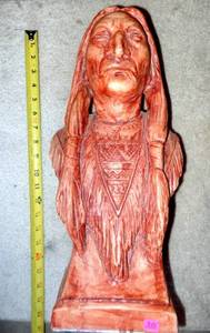 lot 335 image: UNIQUE AMERICAN INDIAN BUST - APPROXIMATELY 24 INCHES TALL