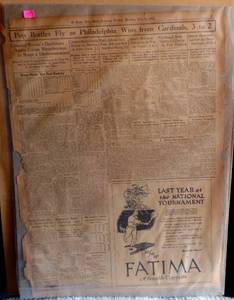 lot 350 image: AWESOME 1917 ST LOUIS GLOBE DEMOCRAT NEWSPAPER SPORTS PAGE SUITABLE FOR FRAMING