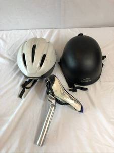lot 71 image: Bicycle seat and helmets
