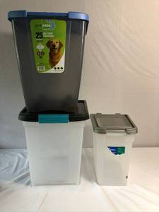 lot 79 image: Dog food containers