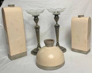 lot 136 image: Candle holders and Vases