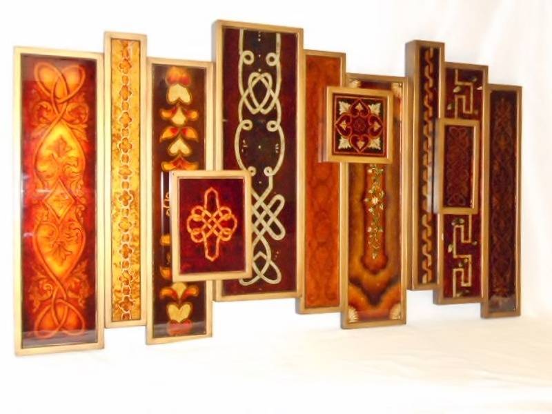 lot 88 image: Montebello painted glass wall art