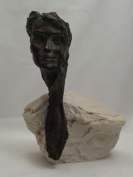 lot 5 image: Mivarc Gallery Bronze on stone Lady sculpture Madeira Portugal