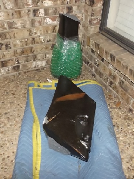 lot 8 image: Solid polished black Serpentine slab sculpture