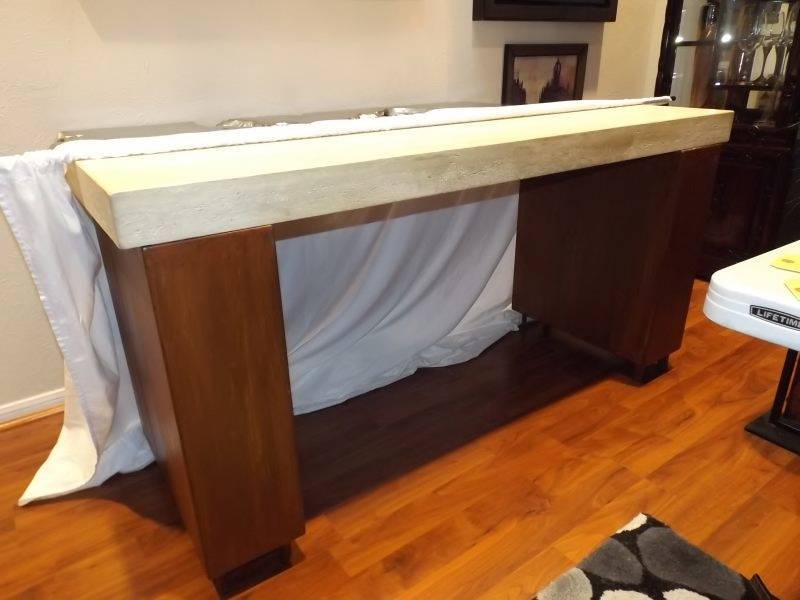 lot 10 image: Travertine and metal console table