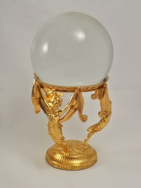 lot 49 image: Roman design solid crystal ball and stand