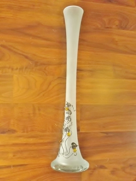 lot 62 image: Frosted glass vase with amber accents