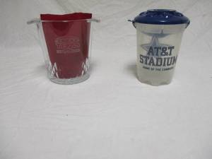 lot 15 image: Texas Stadium-Pepsi Crystal-Ice Bucket and Portable Plastic Ice Bucket