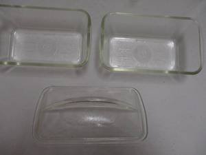 lot 9 image: 2-Mid Century WESTINGHOUSE Clear Glass Refrigerator Dishes,1-With Lid.