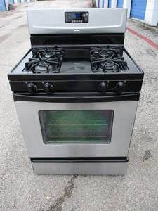 lot 5 image: Whirlpool-Accubake Freestanding 4-Burner Natural Gas Range, With Oven, In Stainless And  Black Enamel