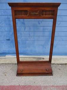 lot 87 image: Vintage Wood Wall Hall Mirror Frame With Writing Shelf And cabinet