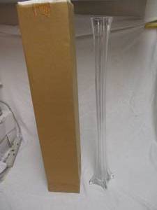 lot 52 image: 3-New In Box-Clear Tower Vases - 1 x 28-High