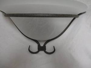 lot 133 image: NEW-2-Electric Light- Frosted Marble Glass Half Moon And Iron- Wall Sconce