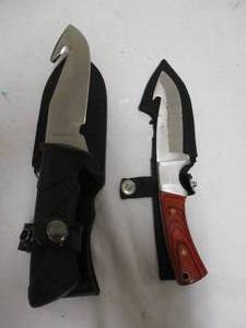 lot 161 image: 2-COBALT-Guthook, Full Tang, Fixed Blade Hunting Knifes With Sheaths