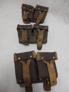lot 120 image: 3-Authentic Russian Surplus, Double Sided-MOSIN NAGANT-Ammo  Belt Pouch 7.62X54R 9130 M44 M38 TYPE-53