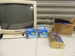 lot 44 image: Very old Magnavox TV missing a button no remote, 6 packs of G&G CN-054AN Ink, O53AN Ink black, Cat 5 networking cable Ethernet cable NIP 10 co ax cable