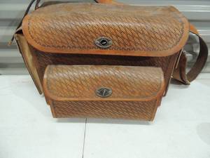 lot 68 image: Brown leather strapped double storage saddle bag nice