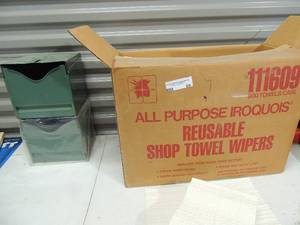 lot 69 image: 2 all purpose towel dispensers new with a box of towels