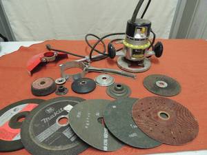 lot 85 image: Stanley double handle sander various pieces included Router