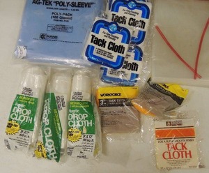 lot 128 image: Various bags of drop cloths AGTEKrally Tack cloth bags over 10 replacement 30 gal. bags 2mm thick has ties