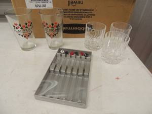 lot 180 image: Poker drink stirrers new 10 crystal mix drink glasses 2 poker bridge glasses