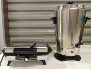lot 184 image: GE coffee or tea dispenser with lid electric waffle iron makes 4 waffles