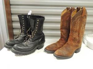 lot 203 image: Tony Lama suede leather size 9 western boots    Hawthorn Explorer black steel toe boots