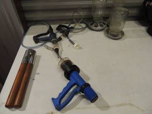 lot 212 image: CHICKEN Feeders, WATERER,  DEHORNER AND WORMER  ...