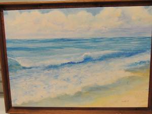 lot 230 image: ART - Ocean in brown frame by Gwen Faherly 31x23