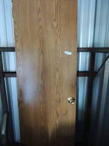 lot 263 image: 78x23 wooden door & Metal table frame no top 30x43