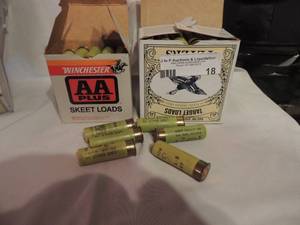 lot 18 image: AA 20 gauge shotgun shells 2.5 78 oz. 9 shot skeet box with 30,   box with 25 plus 6