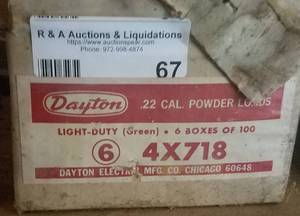 lot 67 image: DAYTON 22 CALIBER POWDER LOADS FOR STUD DRIVERS AS SHOWN.