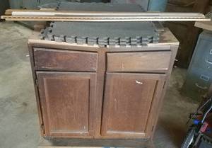 lot 117 image: WOOD CABINET AND MORE AS SHOWN.