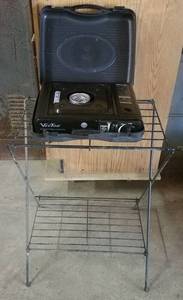 lot 119 image: PORTABLE BUTANE STOVE WITH FOLDING STAND AS SHOWN.