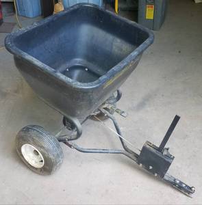lot 140 image: BRINLY LARGE CAPACITY SPREADER FOR RIDING LAWNMOWERS AS SHOWN.