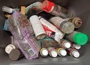 lot 191 image: ASSORTED SPRAY PAINTS AND MORE AS SHOWN.