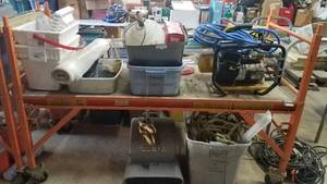 lot 222 image: SCAFFOLD WITH ROLLERS IN EXCELLENT CONDITION AS SHOWN. YOU ARE BIDDING ON THE SCAFFOLD ONLY.