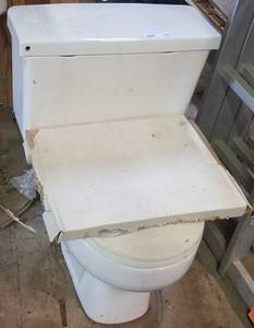 lot 239 image: TOILET AND SEAT COVER AS SHOWN.