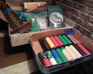 lot 54 image: LOT OF ASSORTED CASINO RELATED GAMES, CARDS AND MORE AS SHOWN.