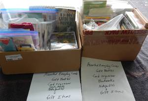lot 579 image: 2 BOXES OF EVERYDAY GIFT BOOKS, CARDS, ORGANIZER AND MORE AS SHOWN. YOU ARE BIDDING BY THE BOX