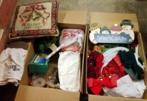 lot 334 image: 2 BOXES OF ASSORTED CHRISTMAS DECOR AS SHOWN. YOU ARE BIDDING BY THE BOX