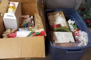 lot 335 image: 2 BOXES OF ASSORTED CHRISTMAS DECOR AS SHOWN. YOU ARE BIDDING BY THE BOX