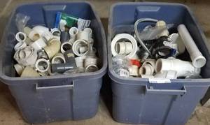 lot 352 image: 2 BINS OF ASSORTED PVC AS SHOWN. YOU ARE BIDDING BY THE BIN